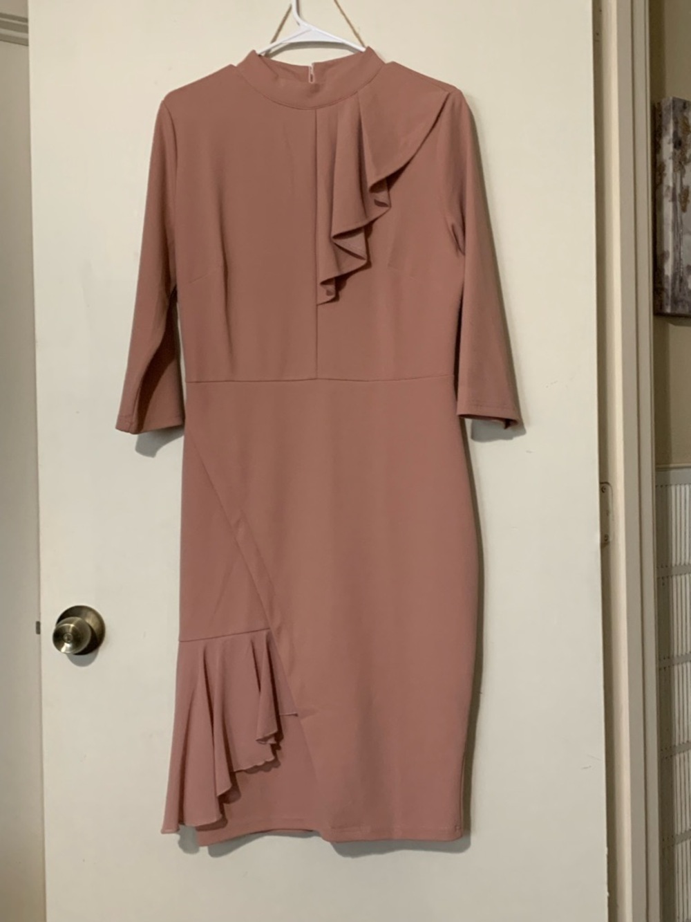 Miusol Rose Pink Midi Dress with Ruffle Details